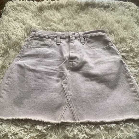 MADEWELL Rigid Denim A-Line Mini Skirt in Marble Lilac - Picture 1 of 13